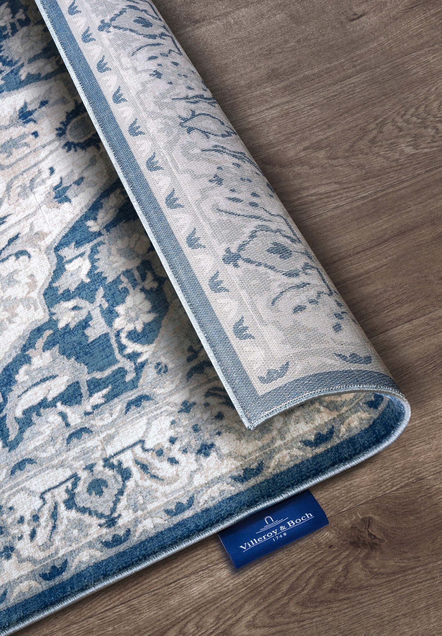 Villeroy & Boch Gabrielle Laagpolig Vintage Vloerkleed Creme Blauw - 80x240CM