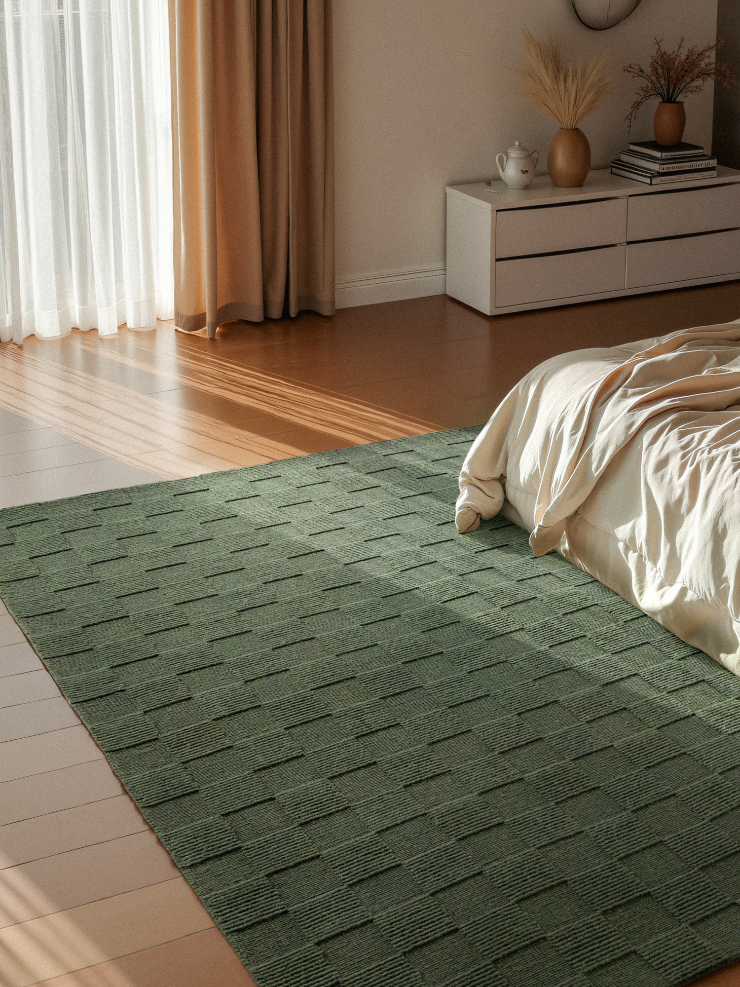 Villeroy & Boch Scala Handgeweven Wol Vloerkleed Groen - 200x300CM