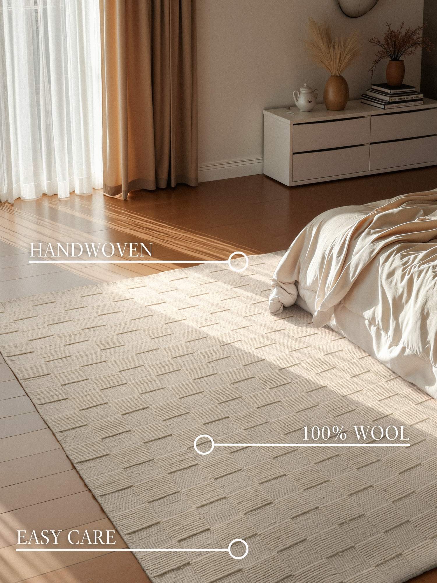 Villeroy & Boch Scala Handgeweven Wol Vloerkleed Creme Wit - 200x300 CM