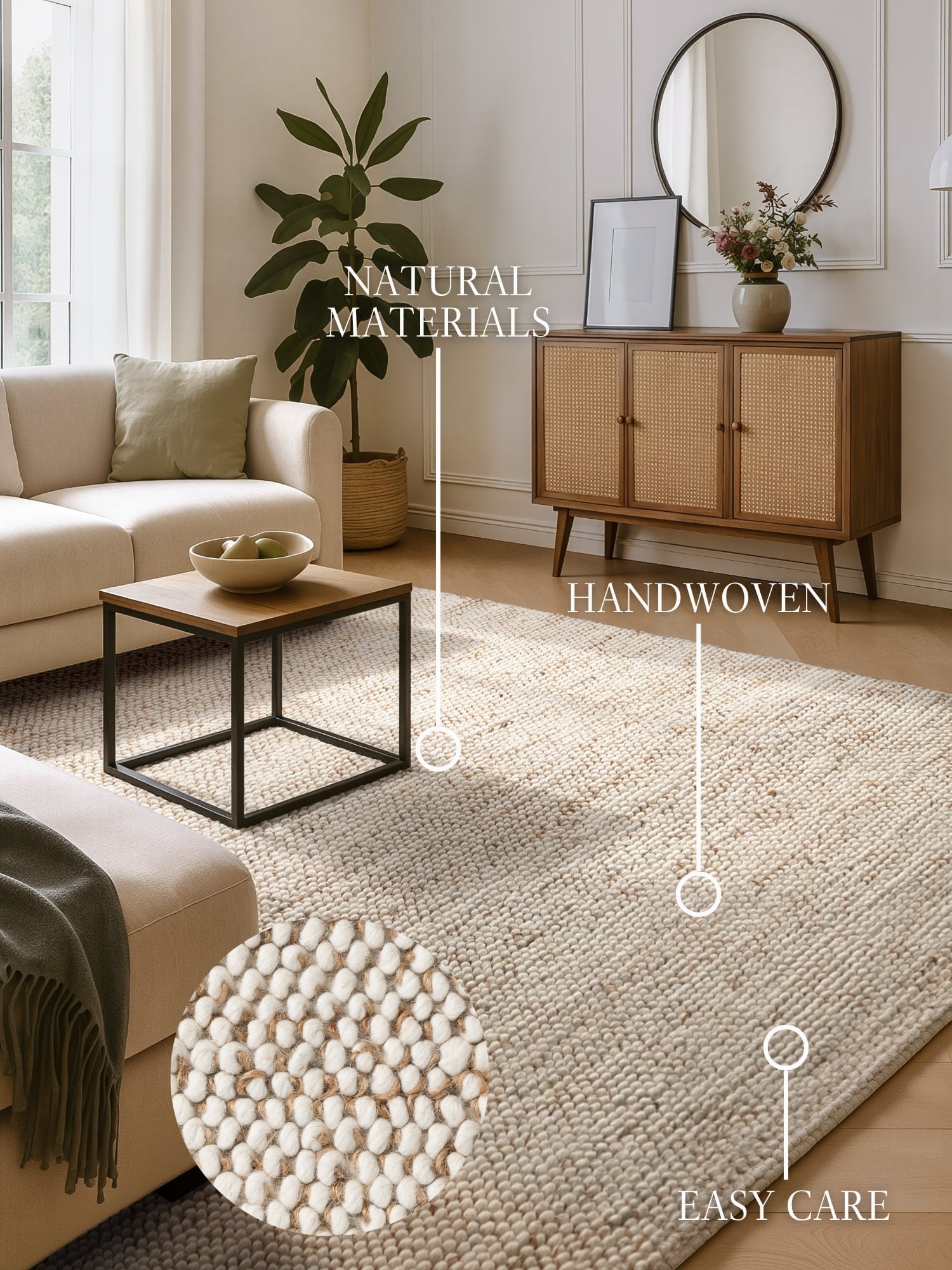 Villeroy & Boch Peas Wol Jute Vloerkleed Creme Beige - 200x300 CM