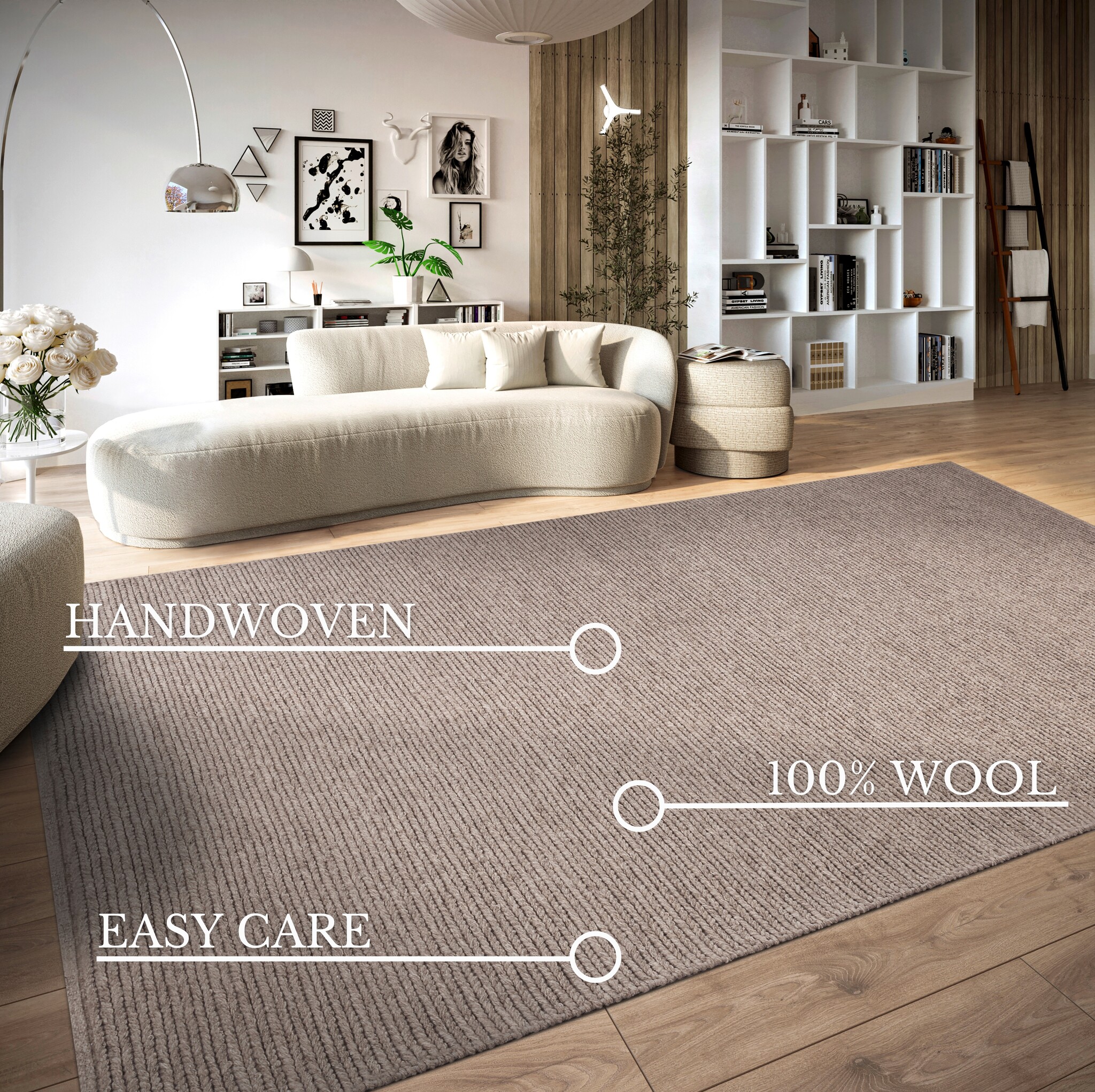 Villeroy & Boch Francois Handgeweven Wol Vloerkleed Linnen - 190x280 CM