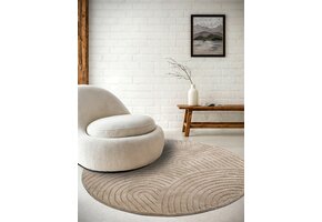 Elle Decoration New York Japandi Rond Vloerkleed Beige - 200 CM rond