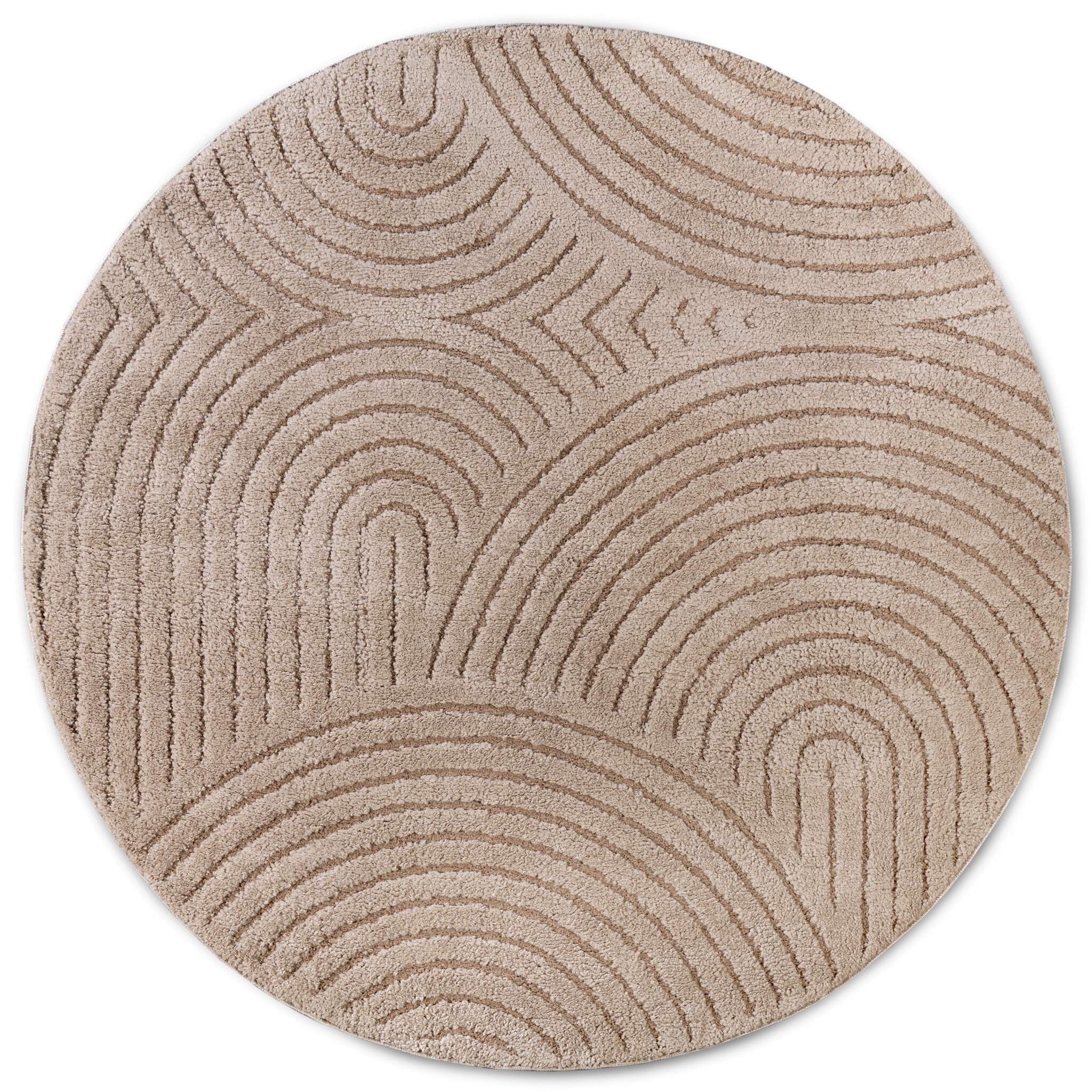 Elle Decoration New York Japandi Rond Vloerkleed Beige - 200 CM rond