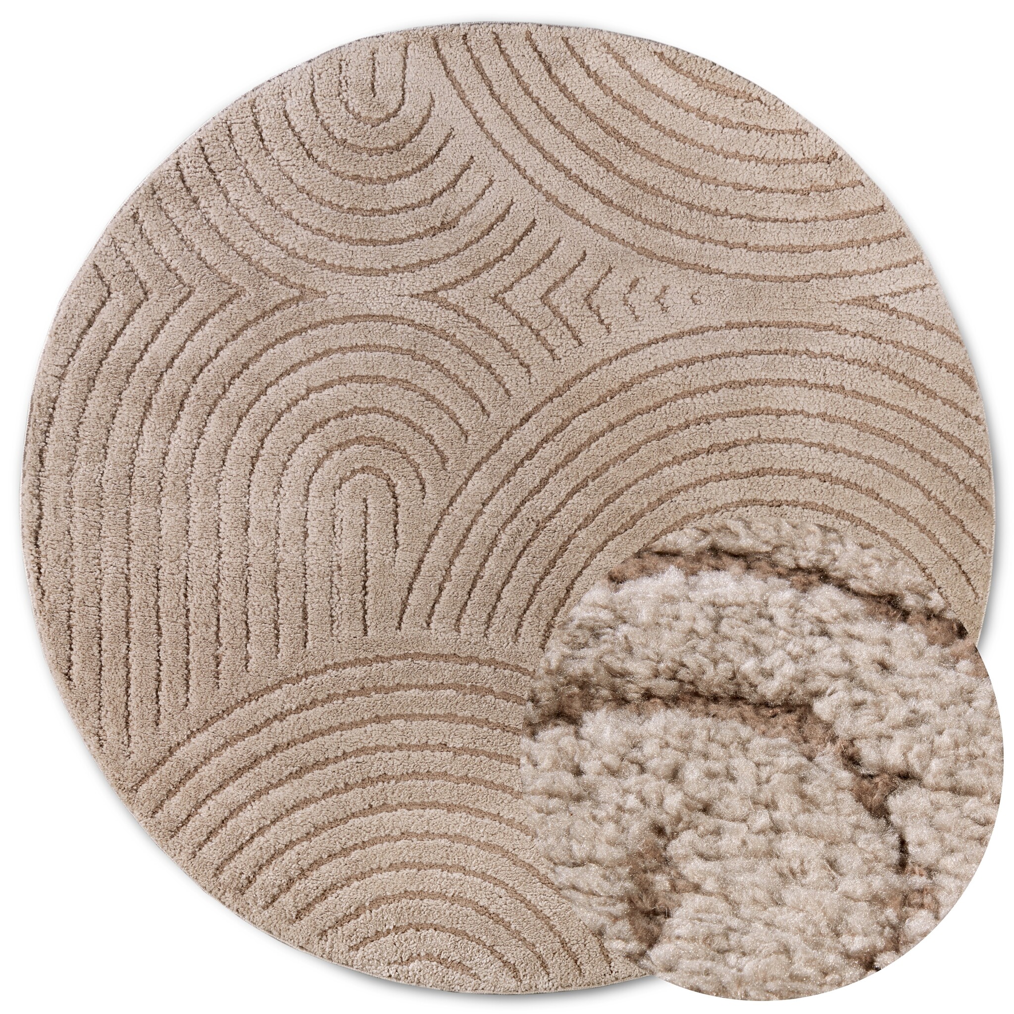 Elle Decoration New York Japandi Rond Vloerkleed Beige - 200 CM rond