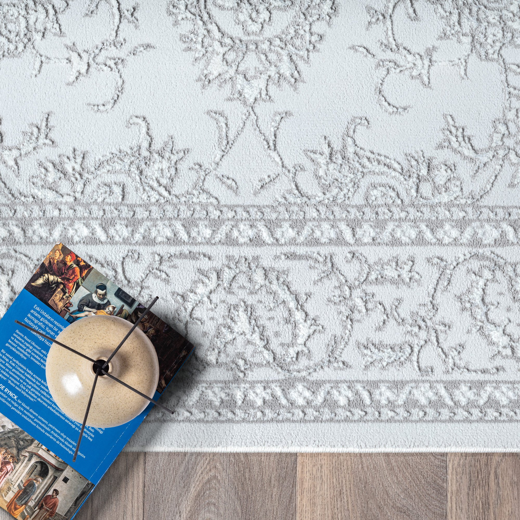Vintage vloerkleed Harmony Lichtgrijs