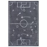 Kindervloerkleed Voetbal Donkergrijs - 120x170 CM