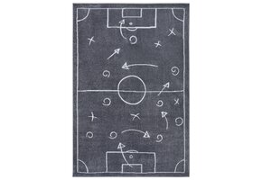 Kindervloerkleed Voetbal Donkergrijs - 120x170 CM