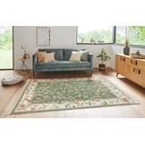 Oosters Velours Vloerkleed Flowers Groen - 160x230 CM