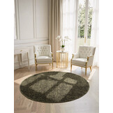 Elle Decoration Brilliance Rond Laagpolig Vloerkleed Groen - Copy