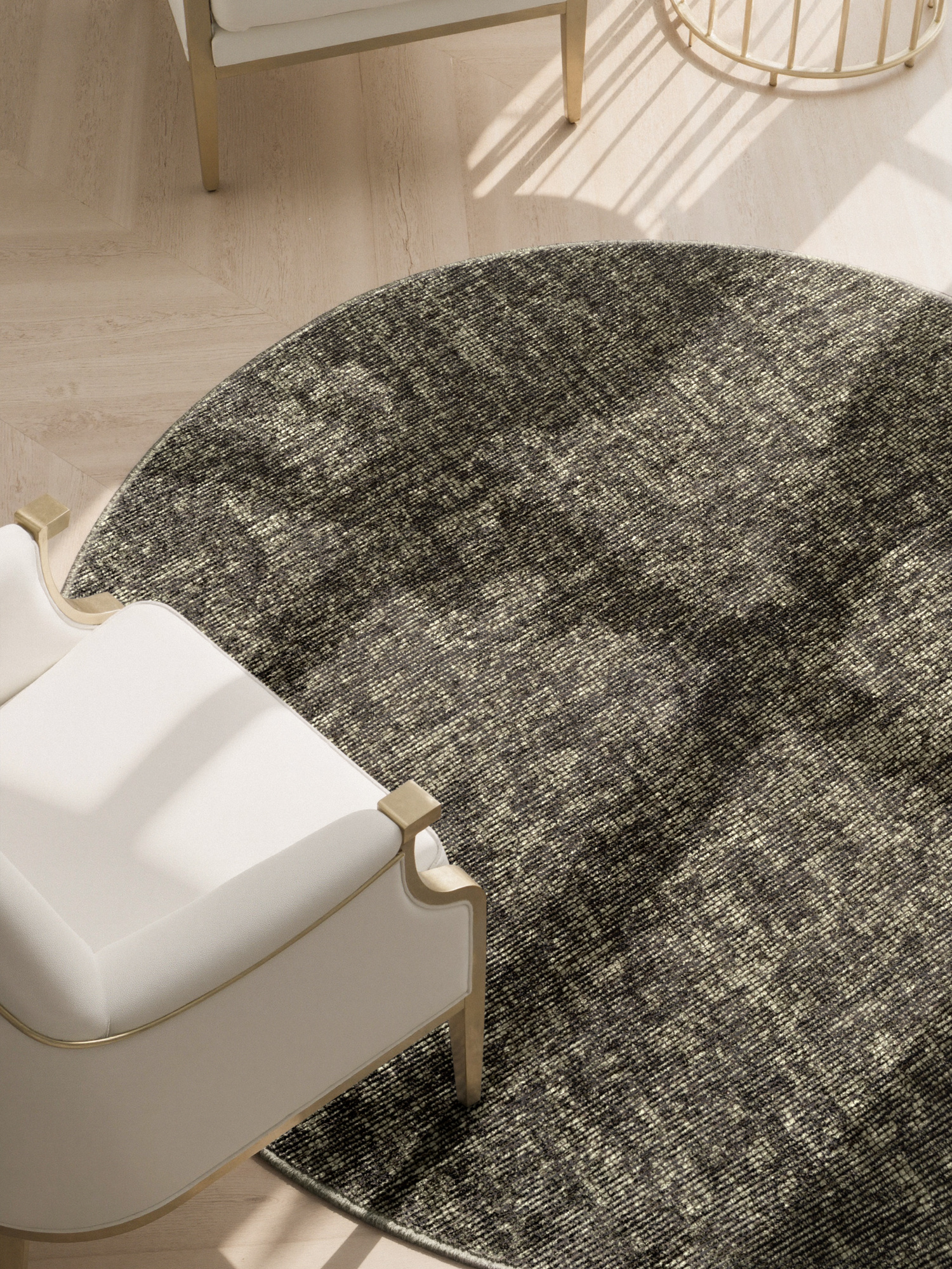 Elle Decoration Brilliance Rond Laagpolig Vloerkleed Groen - Copy