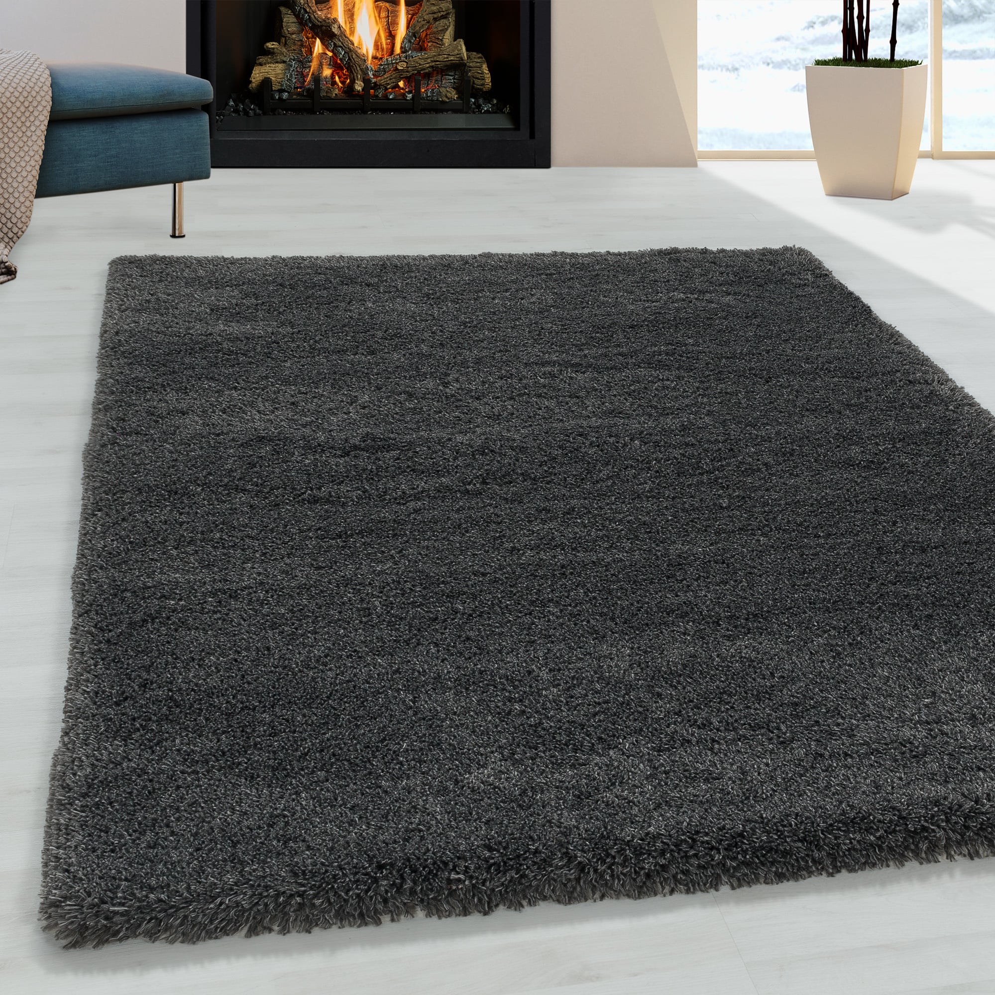 Pearl Soft Hoogpolig Vloerkleed Grijs - Copy