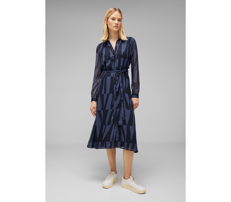 Street One Chiffon Shirt Dress Deep Blue