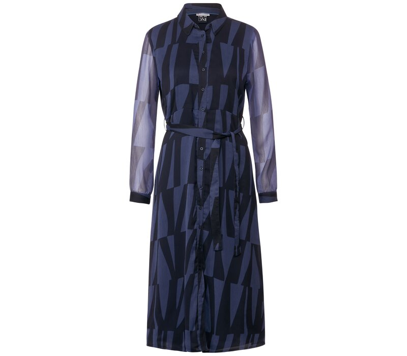 Street One Chiffon Shirt Dress Deep Blue