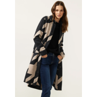 Street One Long Coat Houndstooth Dessin Gravity Blue