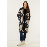 Street One Long Coat Houndstooth Dessin Gravity Blue