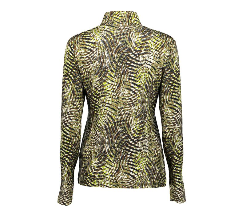 Geisha Top with Col Olive Green Lime Brown Combi