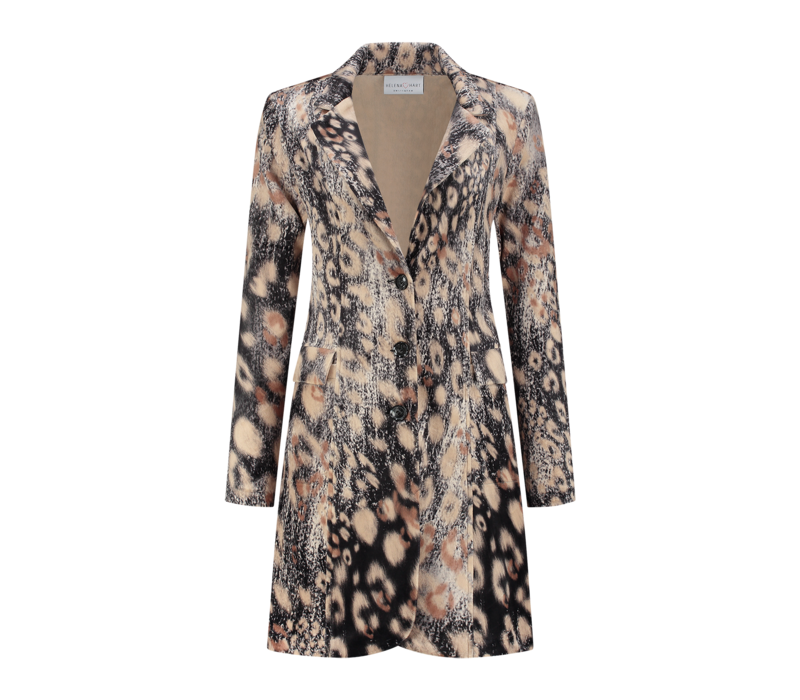 Helena Hart Blazer Velour Lang Print Mix Camel