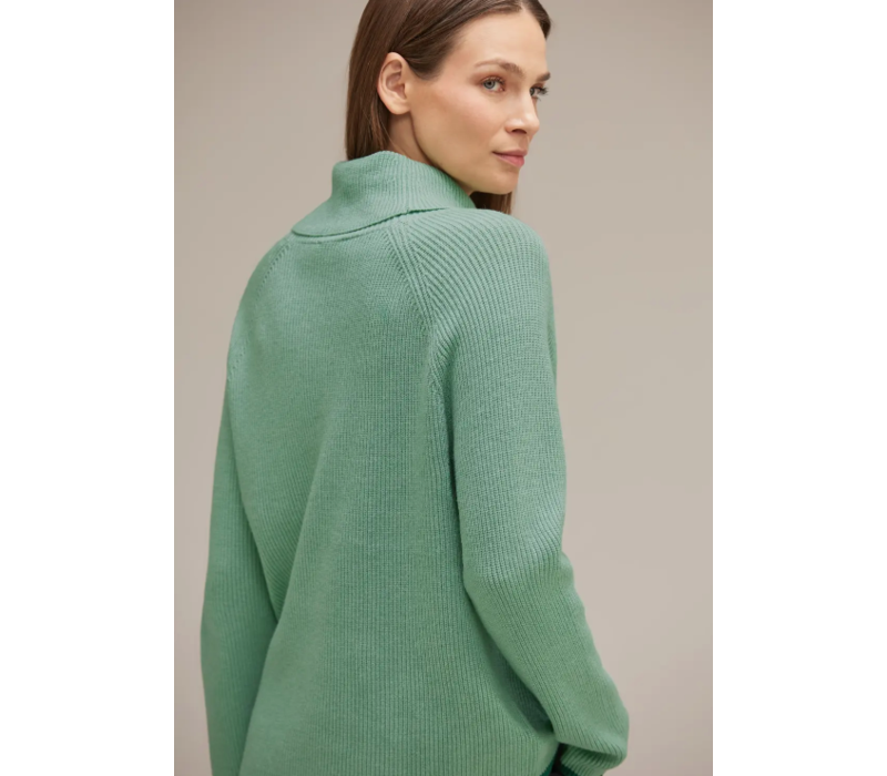Street One Sweater with Details Gentle Green Melange