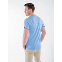 Presly & Sun Ben Basic Polo with Striped Light Blue Mid Grey