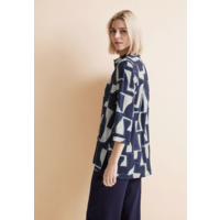 Street One Printed Longblouse Turn-Up Deep Blue