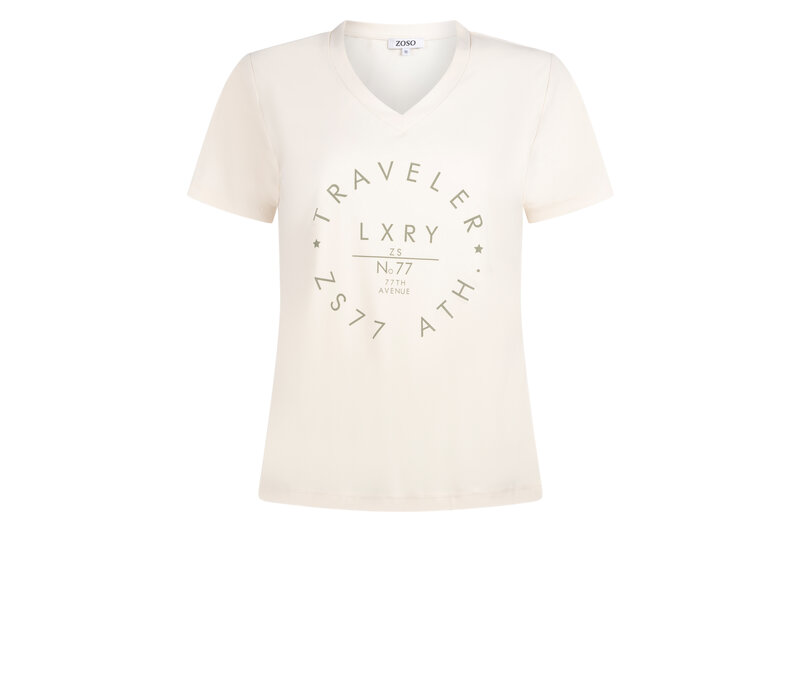 Zoso Travel T-Shirt with Print Ivory Green