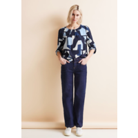 Street One Printed Roundneck Blouse Deep Blue