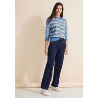 Street One Striped Boothals Sweater Light Spring Blue Melange