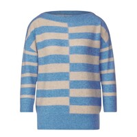 Street One Striped Boothals Sweater Light Spring Blue Melange