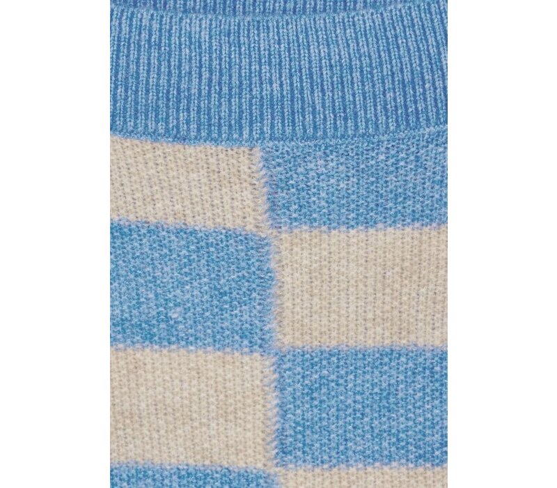 Street One Striped Boothals Sweater Light Spring Blue Melange