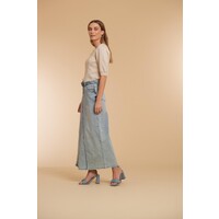 Geisha Jeans Skirt Long Jog Bleached Denim