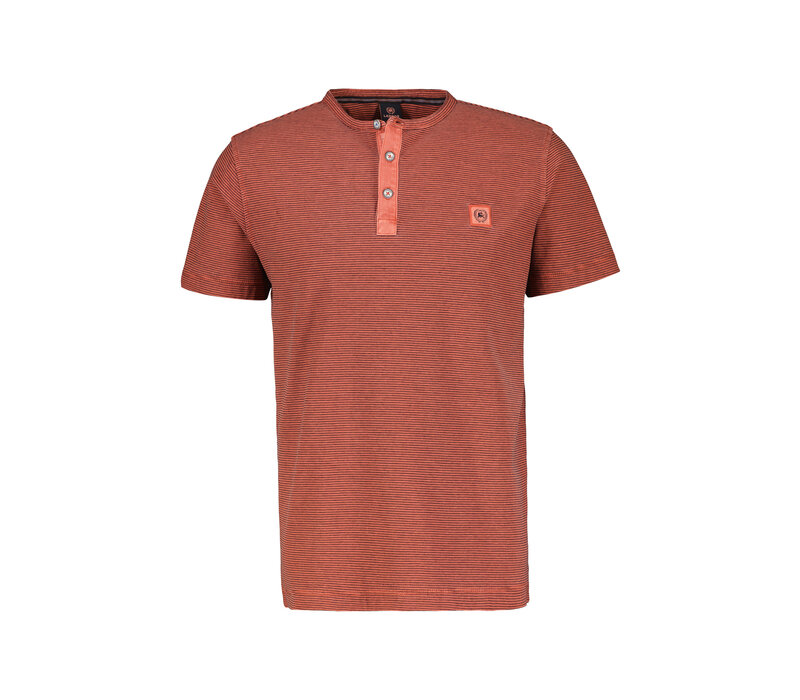 Lerros T-Shirt Serafino Deep Coral Red