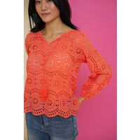 Geisha Top Crochet & Tassles Coral