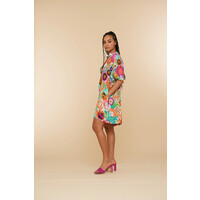 Geisha Dress Sand Fuchsia Brown