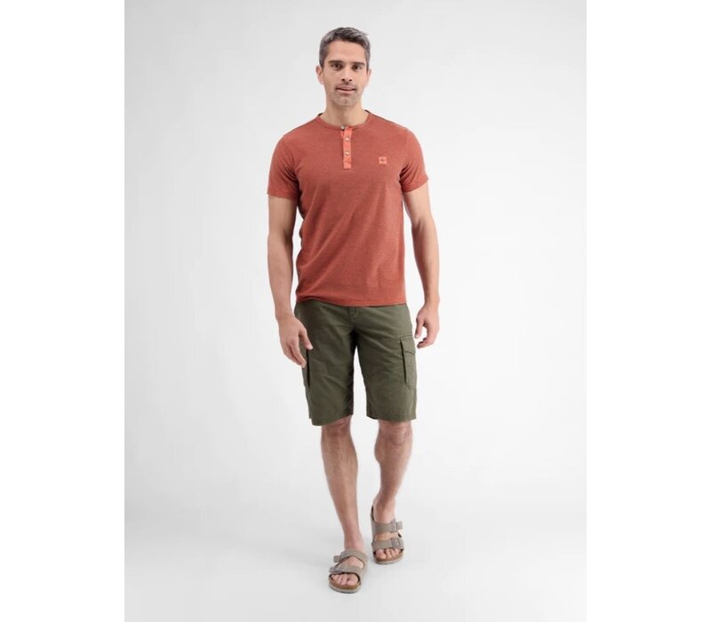 Lerros T-Shirt Serafino Deep Coral Red