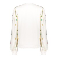Geisha Sweater with Embroided Flowers Light Sand