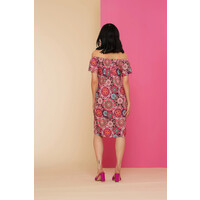 Geisha Dress Elastic Neck Raspberry