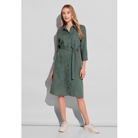 Street One Linen Shirt Dress Deep Leafy Green