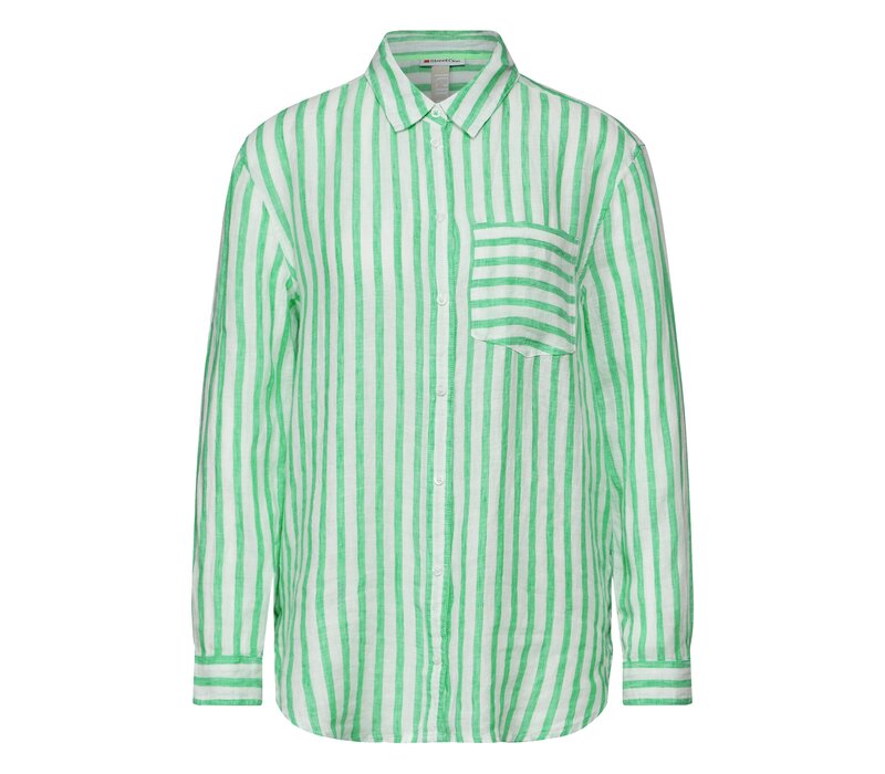 Street One Striped Casual Shirtcollar Soft Grass Green