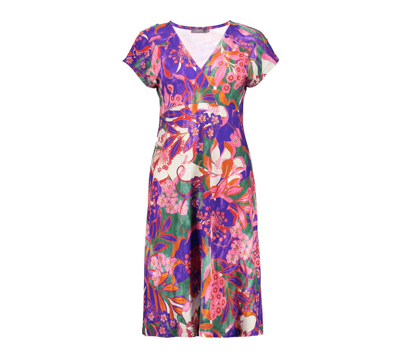 Geisha Dress Short Sleeves Fuchsia