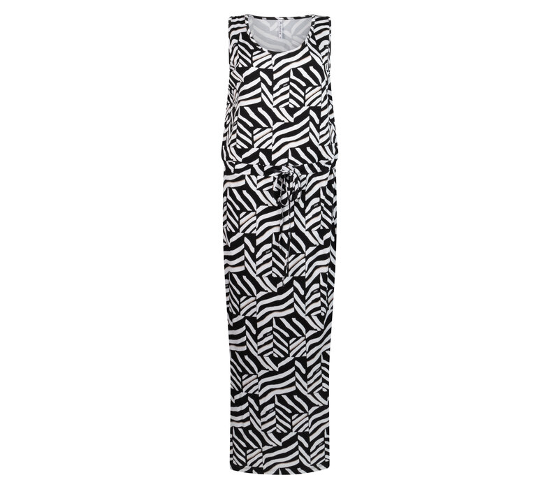 Zoso Printed Long Dress Black White