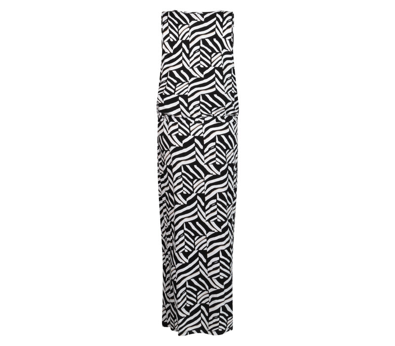 Zoso Printed Long Dress Black White