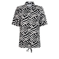 Zoso Short Sleeve Print Blouse Black White