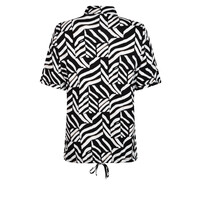 Zoso Short Sleeve Print Blouse Black White