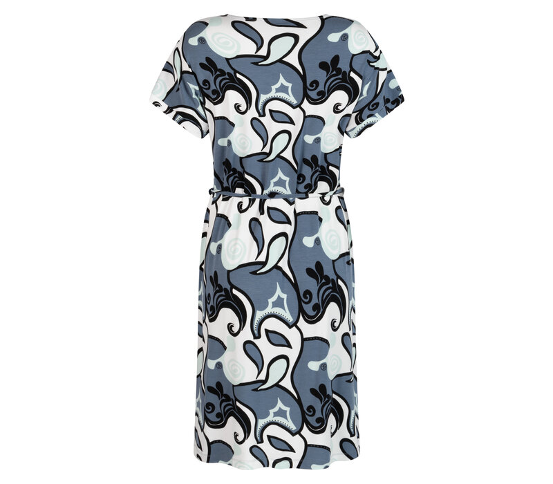 Zoso Allover Print Dress Greyblue Multi