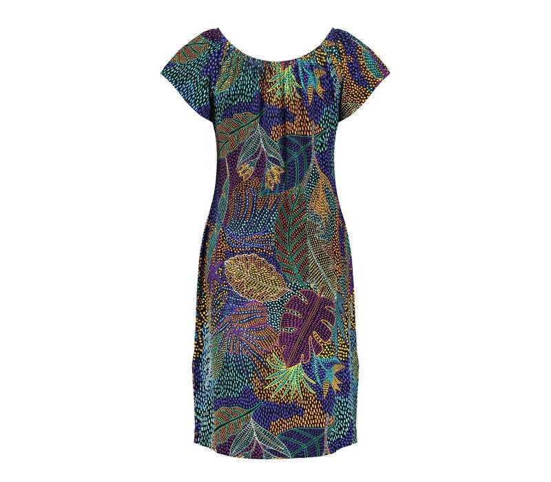 Geisha Dress Elastic Neck Black
