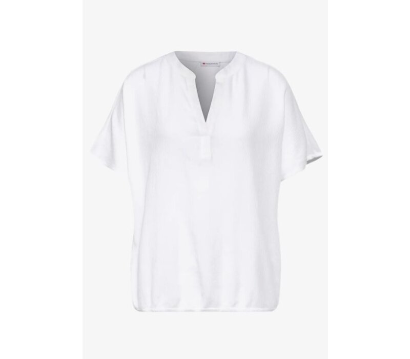 Street One Crinkled Splitneck Blouse White