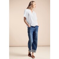 Street One Crinkled Splitneck Blouse White