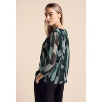 Street One Chiffon V-Neck Tunic Blouse Hunter Green