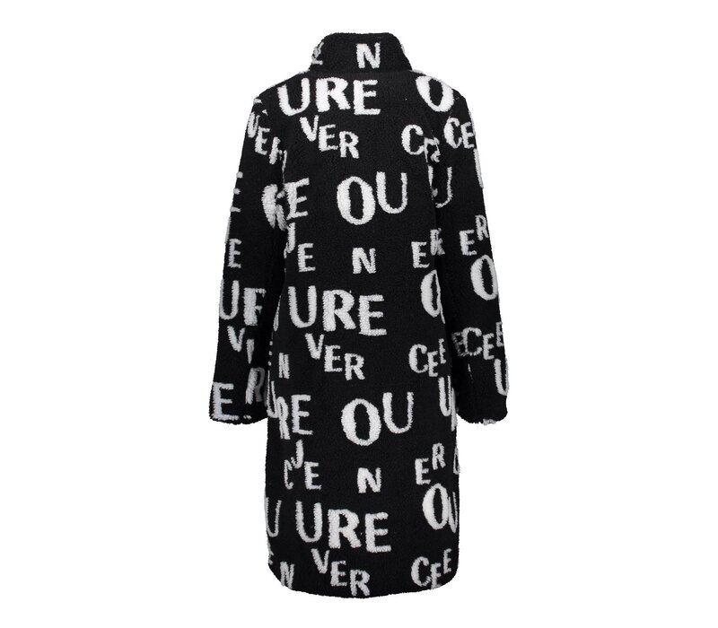 Geisha Padded Coat with Letters Black