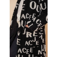 Geisha Padded Coat with Letters Black